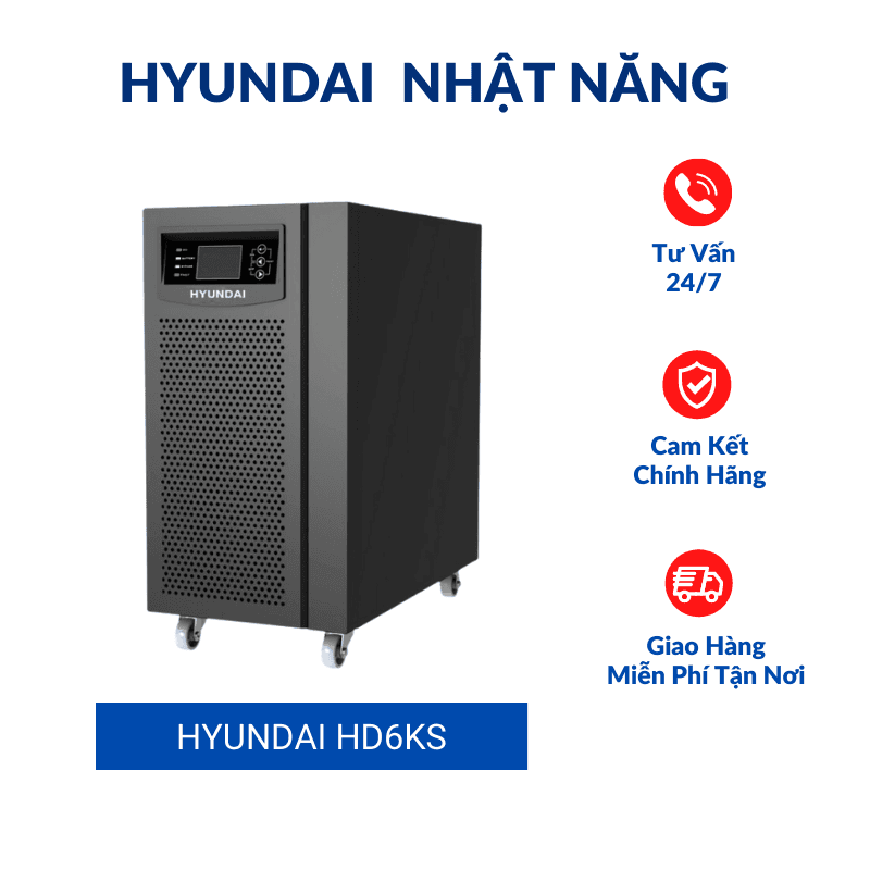 Bộ Lưu điện Online 6KVA, UPS HYUNDAI HD-6KS (Pin ngoài)