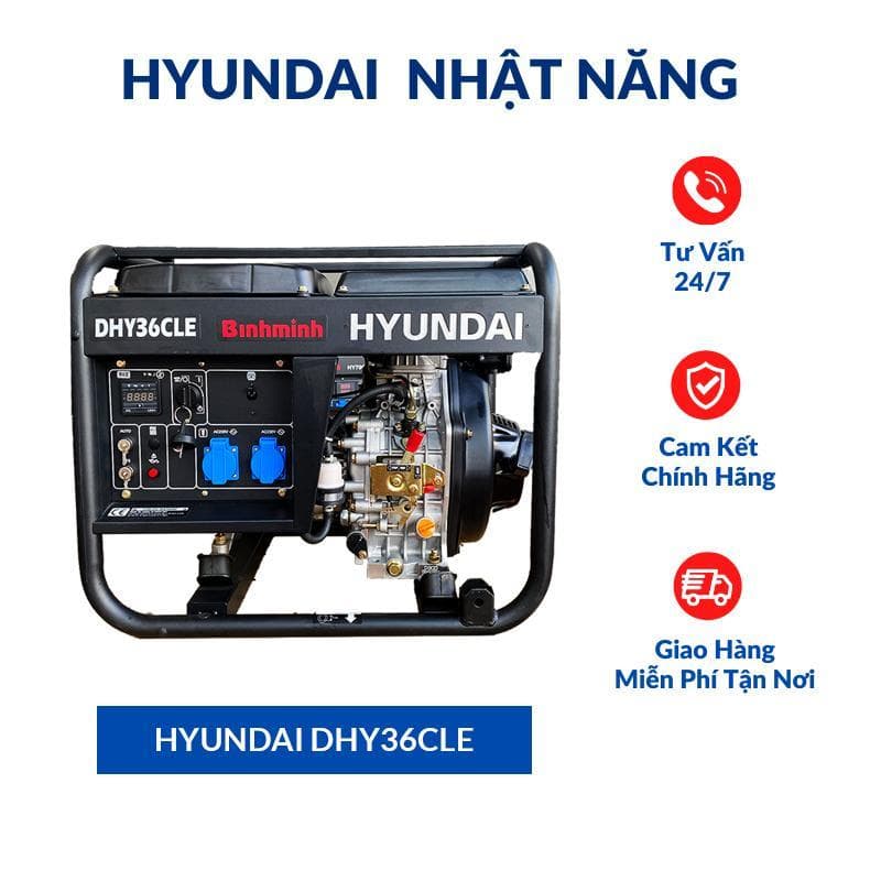 Máy Phát Điện 2.7KW - 3KW Chạy Dầu - Hyundai DHY36CLE