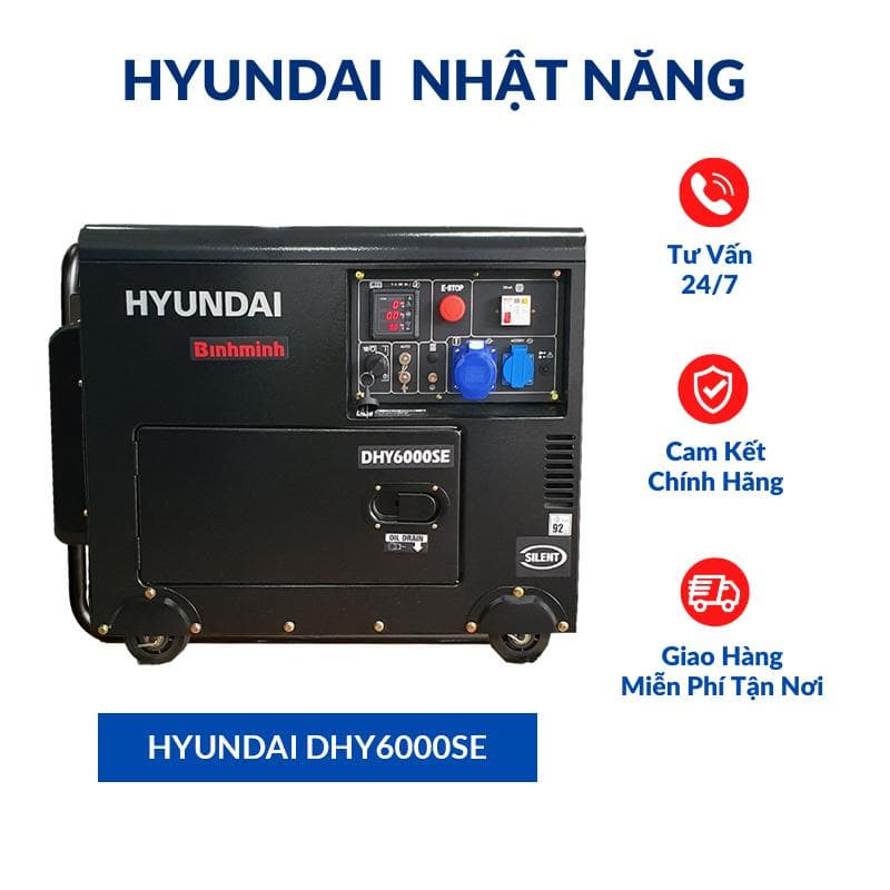 Máy Phát Điện 5KW Chạy Dầu Chống Ồn - Hyundai DHY6000SE