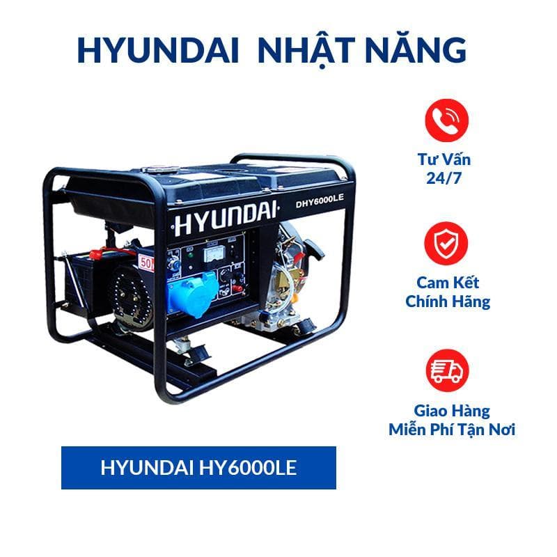 Máy Phát Điện 5KW Chạy Dầu - Hyundai DHY6000LE